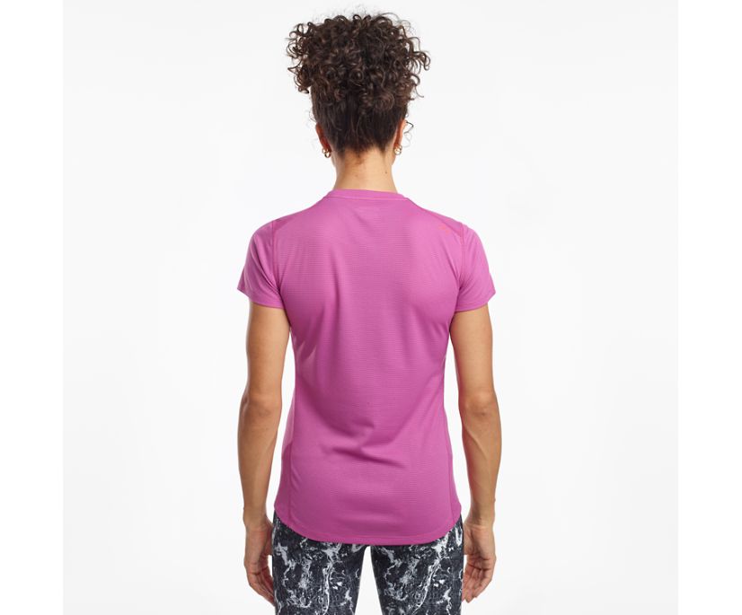 Women's Saucony Stopwatch Short Sleeve Shirts Purple | Singapore 302HAPK